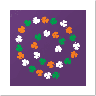 Shamrock in Green White Orange St Patricks Day Spiral Posters and Art